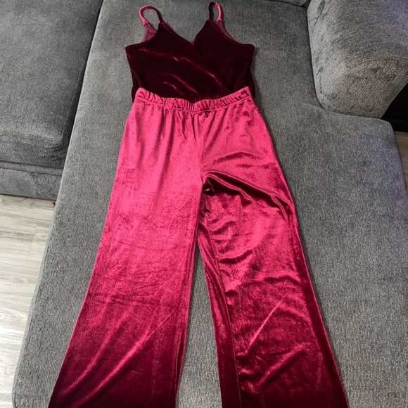 Two piece velour set with bodysuit